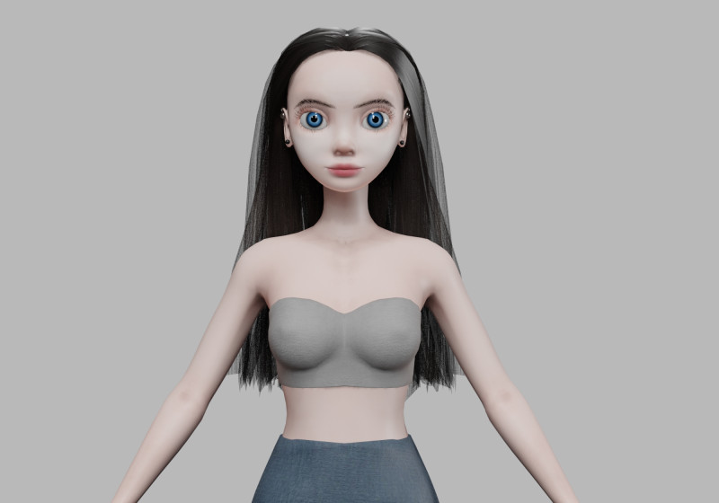 Cartoon teen woman V27036 Modèle 3D .c4d .max .obj .3ds .fbx .stl .blend 