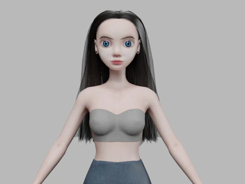 Donna adolescente cartone animato V27036 Modello 3D