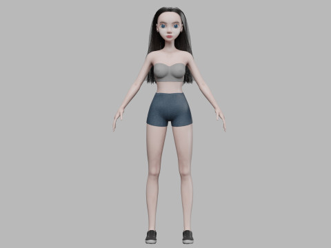 Cartoon teen woman V27036 Modèle 3D