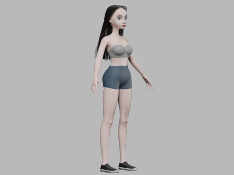 Cartoon teen woman V27036 Modèle 3D