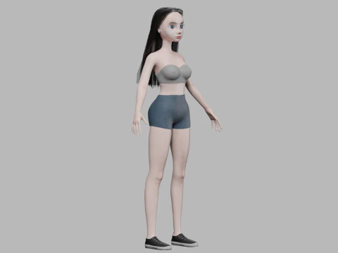 Cartoon teen woman V27036 3D Model