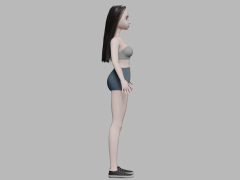 Cartoon teen woman V27036 Modèle 3D