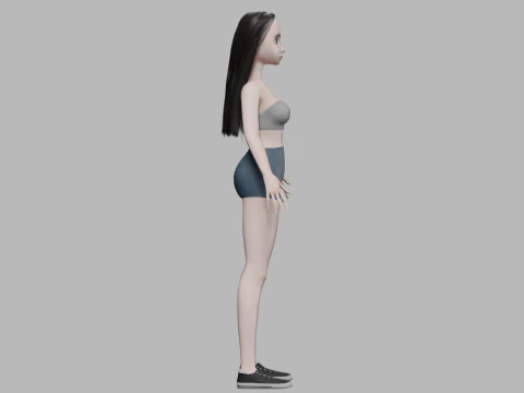 Cartoon teen woman V27036 3D Model