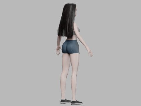 Cartoon teen woman V27036 Modèle 3D