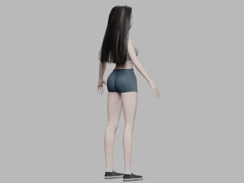 Cartoon teen woman V27036 3D Model