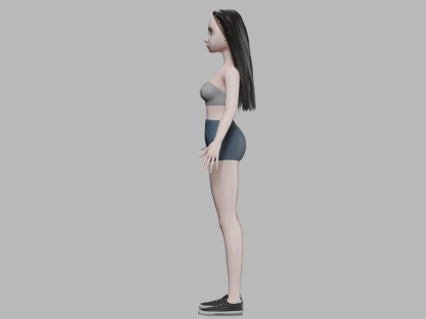 Cartoon teen woman V27036 Modèle 3D