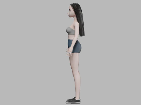 Cartoon teen woman V27036 3D Model
