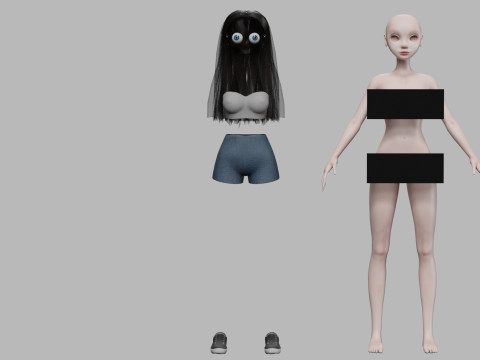 Cartoon teen woman V27036 Modèle 3D