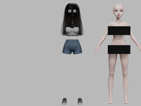 Cartoon teen woman V27036 3D Model