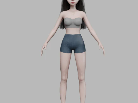 Cartoon teen woman V27036 3D Model