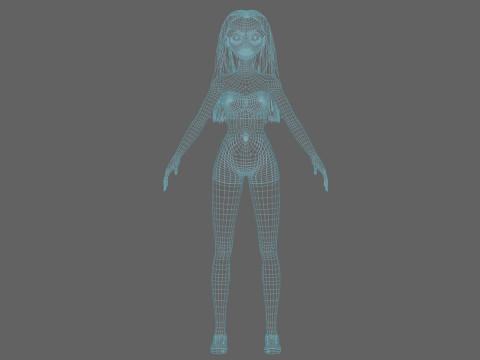 Cartoon teen woman V27036 Modèle 3D