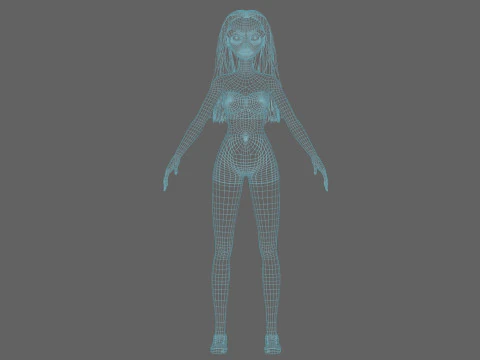 Cartoon teen woman V27036 3D Model