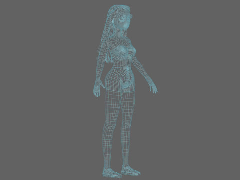 Cartoon teen woman V27036 Modèle 3D