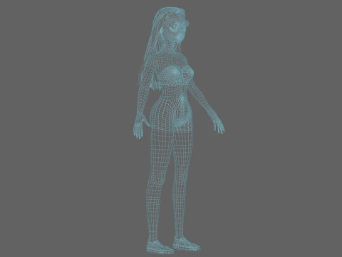 Cartoon teen woman V27036 3D Model