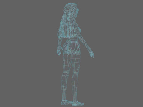 Cartoon teen woman V27036 Modèle 3D
