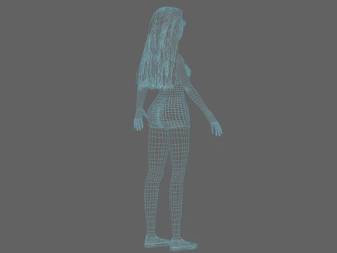Cartoon teen woman V27036 3D Model