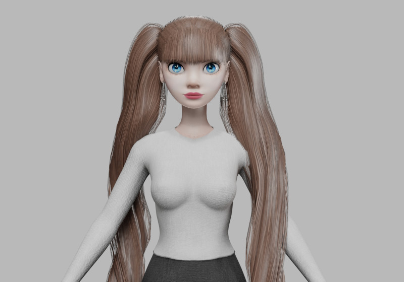 Cartoon young woman V36447 3D Model .c4d .max .obj .3ds .fbx .stl .blend
