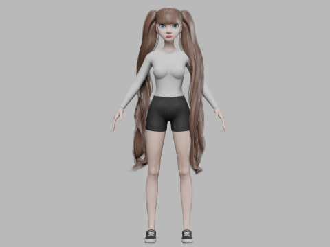 Cartoon young woman V36447 3D Model