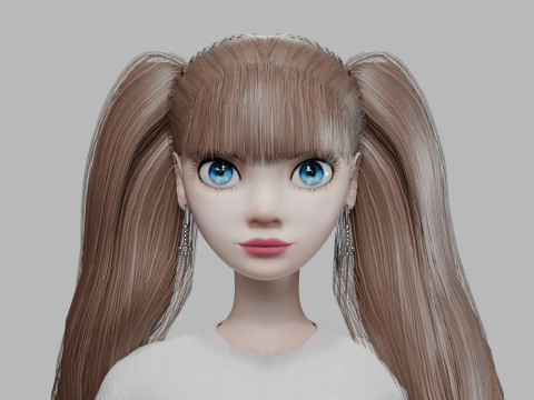 Cartoon young woman V36447 3D Model