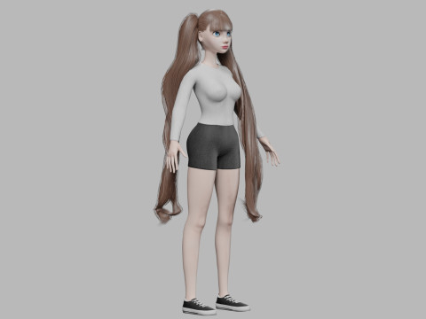 Cartoon young woman V36447 3D Model