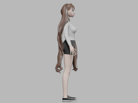 Cartoon young woman V36447 3D Model
