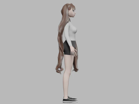 Cartoon young woman V36447 3D Model