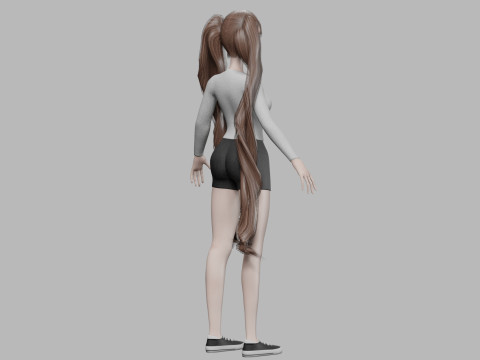 Cartoon young woman V36447 3D Model