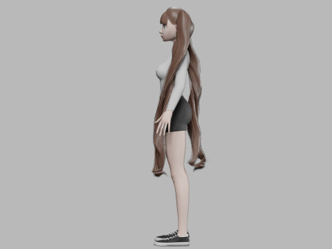 Cartoon young woman V36447 3D Model