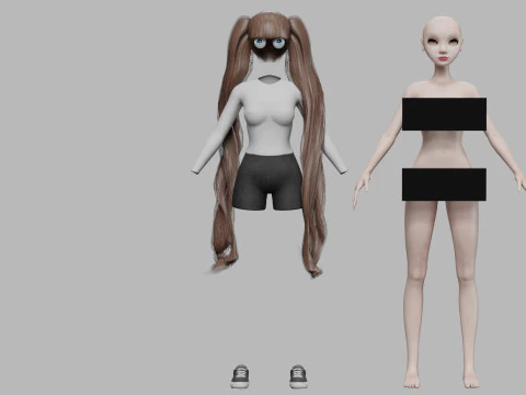 Cartoon young woman V36447 3D Model