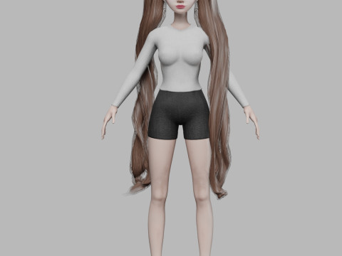 Cartoon young woman V36447 3D Model