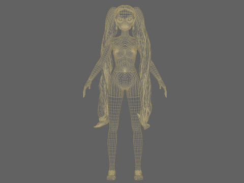 Cartoon young woman V36447 3D Model