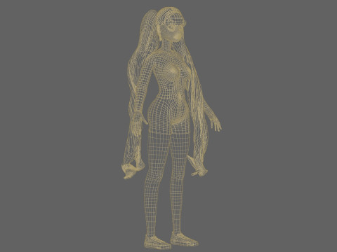 Cartoon young woman V36447 3D Model