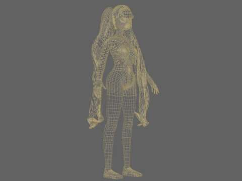 Cartoon young woman V36447 3D Model