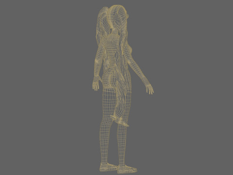 Cartoon young woman V36447 3D Model