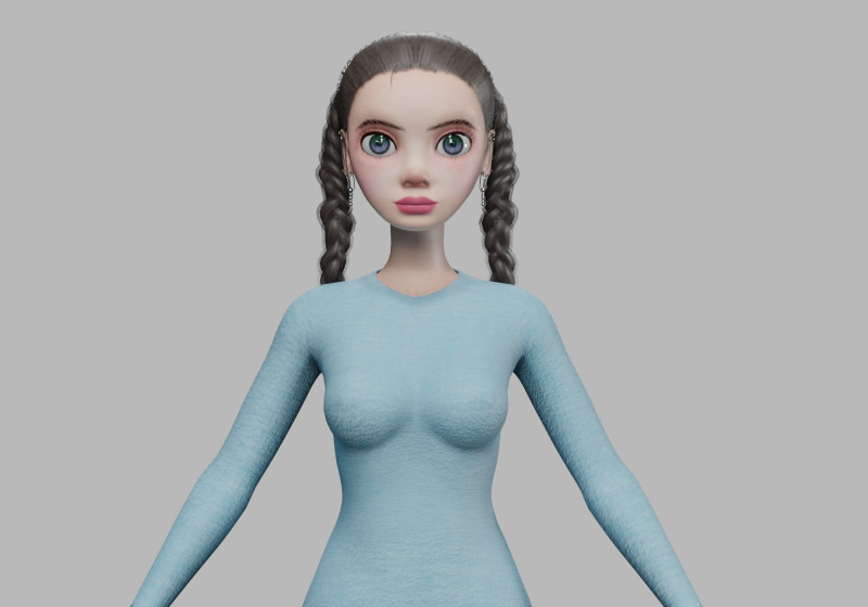 Cute cartoon woman V27819 Modelo 3D .c4d .max .obj .3ds .fbx .stl .blend 