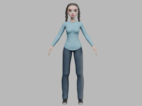 Cute cartoon woman V27819 3D Model