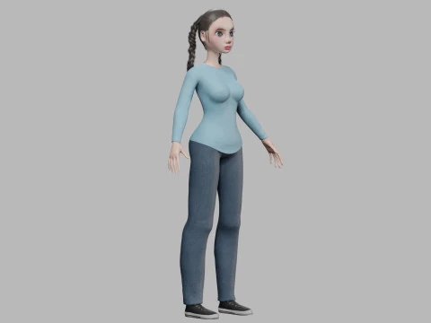 Cute cartoon woman V27819 3D Model