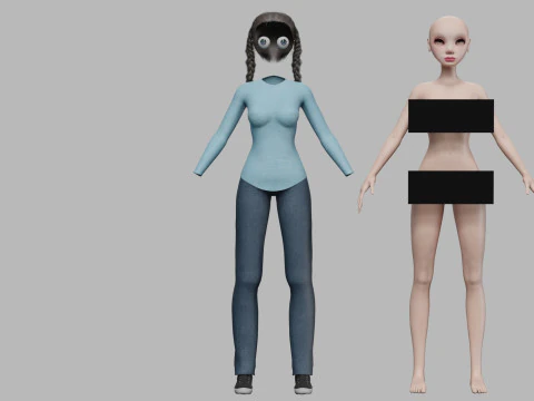 Cute cartoon woman V27819 3D Model