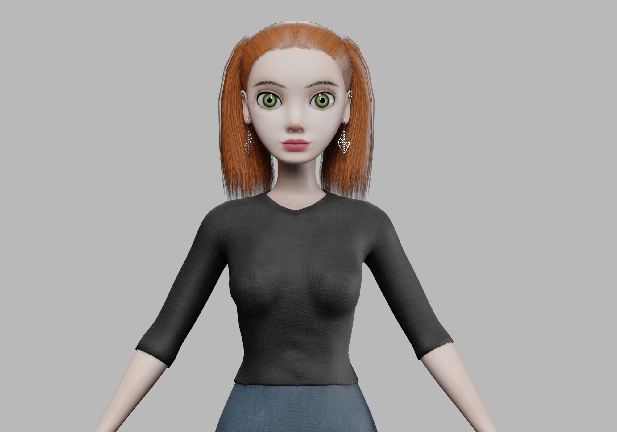 Cute young woman V23034 3D Model .c4d .max .obj .3ds .fbx .stl .blend 