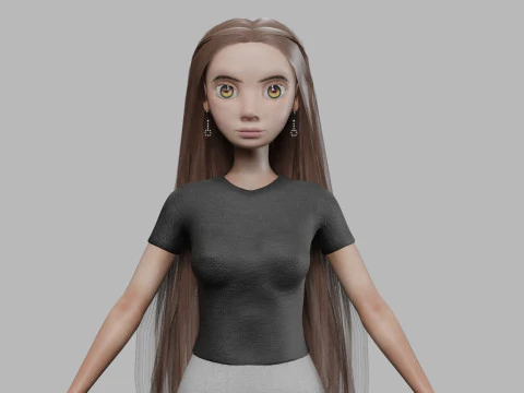 प्यारी कार्टून महिला V30947 3D मॉडल