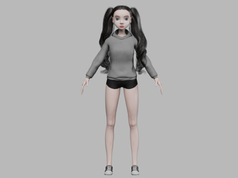 Pretty cartoon woman V37391 Modèle 3D