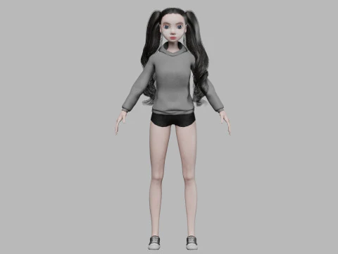 Pretty cartoon woman V37391 3D Model