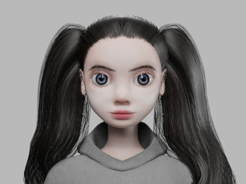 Pretty cartoon woman V37391 3D Model