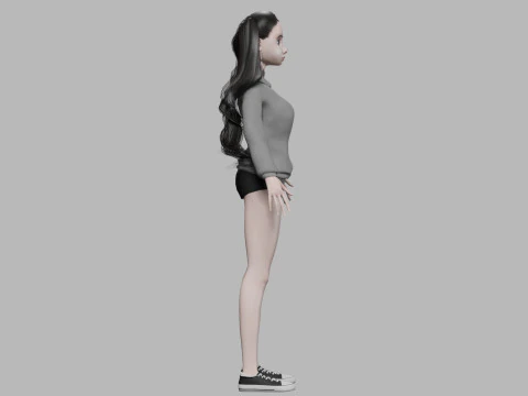 Pretty cartoon woman V37391 3D Model