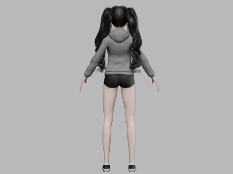 Pretty cartoon woman V37391 Modèle 3D