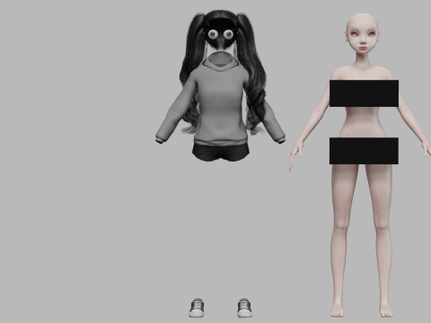 Pretty cartoon woman V37391 Modèle 3D