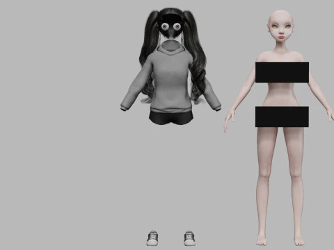 Pretty cartoon woman V37391 3D Model