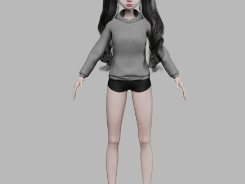 Pretty cartoon woman V37391 3D Model