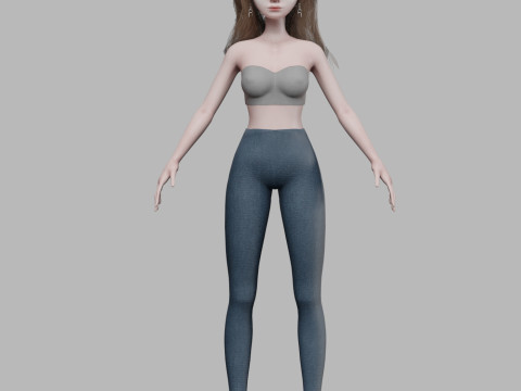 Pretty cute woman V32691 Modello 3D