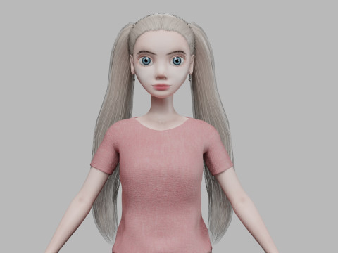 Standard cartoon woman V23282 3D Model